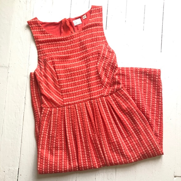 ANTHROPOLOGIE POSTAGE STAMP Coral Sleeveless Dress - Picture 3 of 12